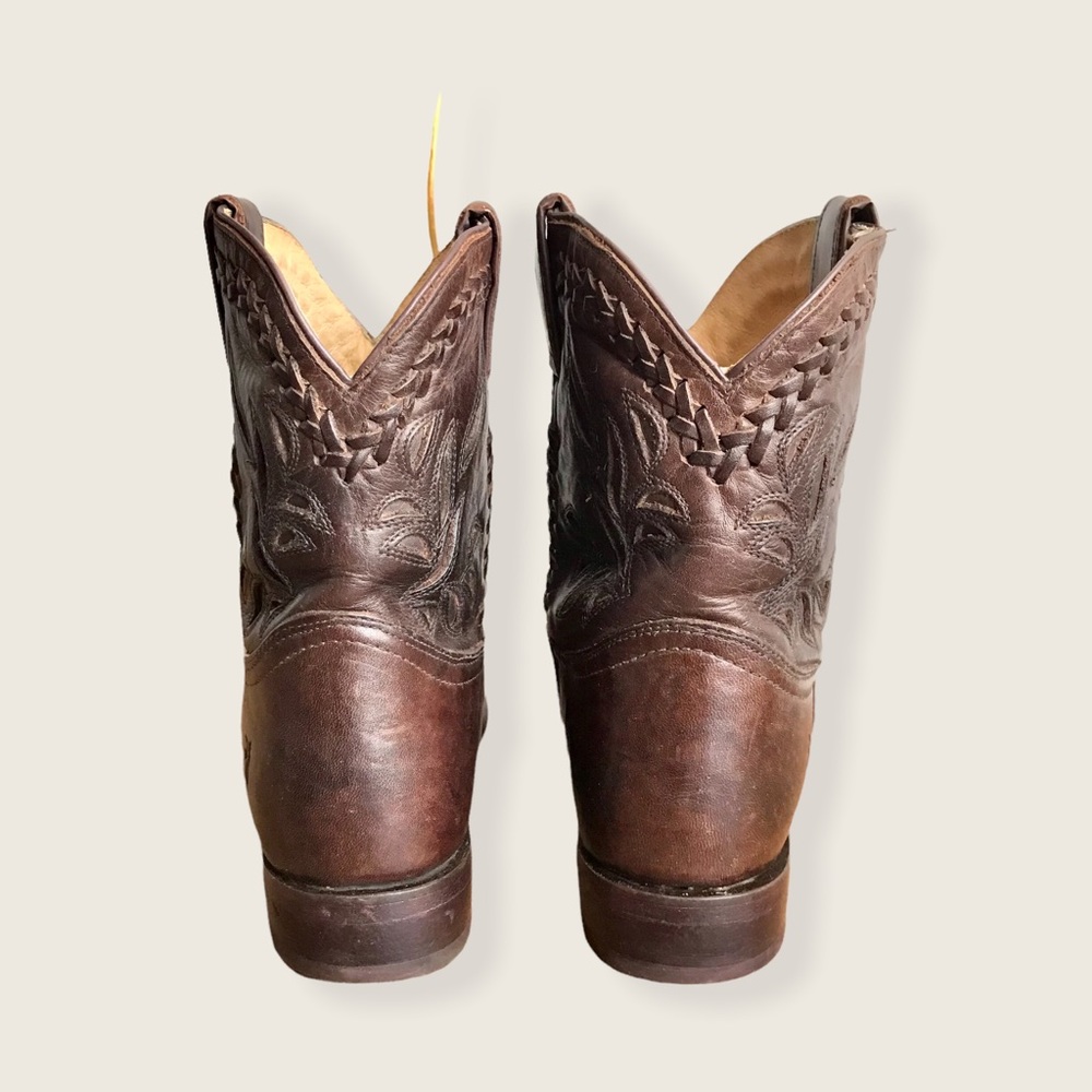 RARE Frye Wyatt Overlay Brown Leather Short Western/Southern Festival CowboyBoot - Picture 8 of 13